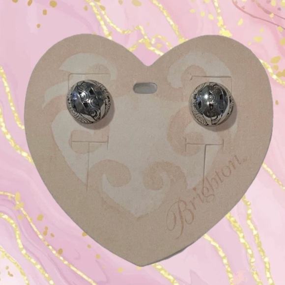 Brighton Silver-tone Kismet Wood Style Stud Women’s Pierced Rounded Earrings NWT - Picture 1 of 4